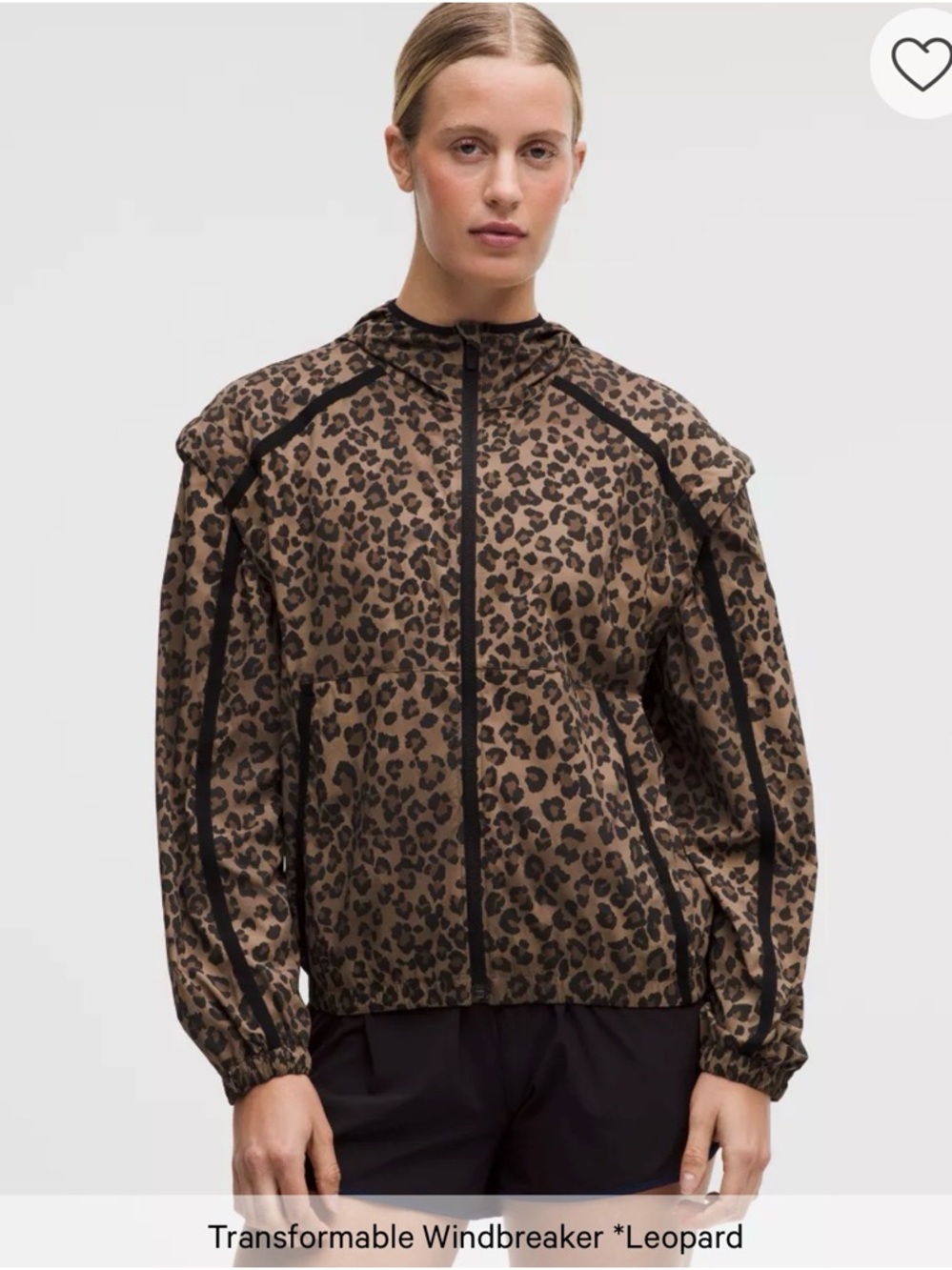 Leopard Print Transformable Windbreaker Jacket - Brown